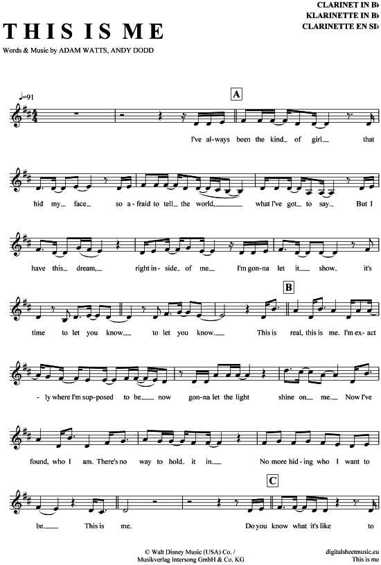 Product gallery: Page 1 of 4 This is me , Lovato, Demi, Clarinet in B-flat