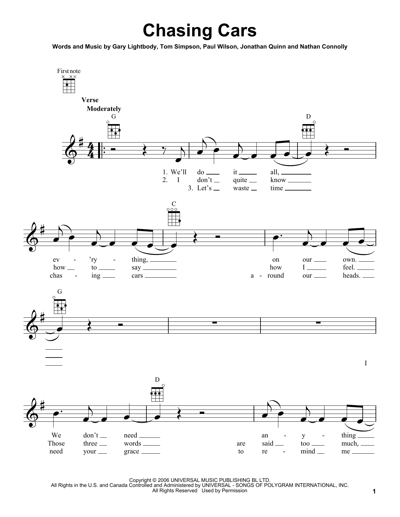Product gallery: Page 1 of 1 Chasing Cars, Snow Patrol