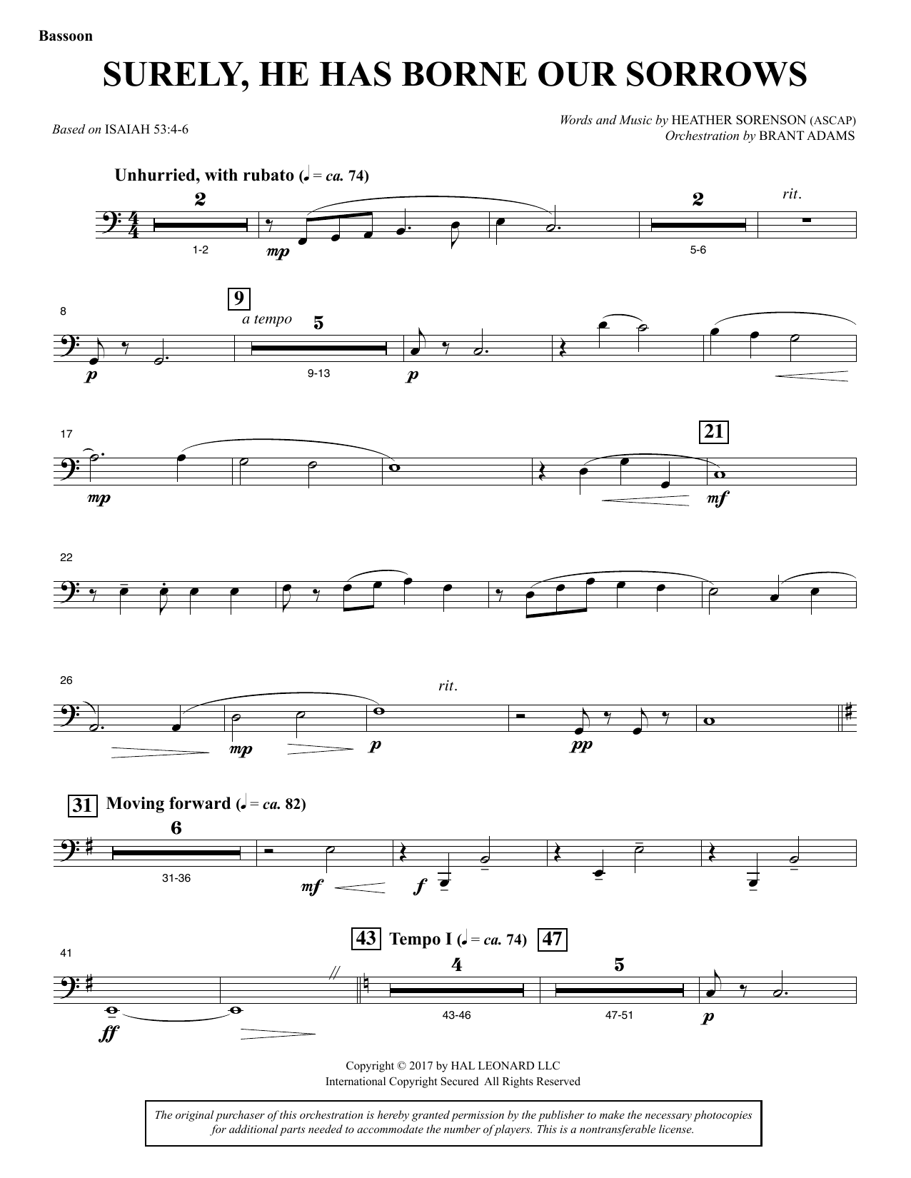 Produktbild zu: Surely, He Has Borne Our Sorrows - Bassoon