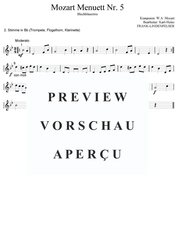 Produktgalerie: Seite 7 von 11 Mozart Menuett Nr. 5, , Blechbläsertrio