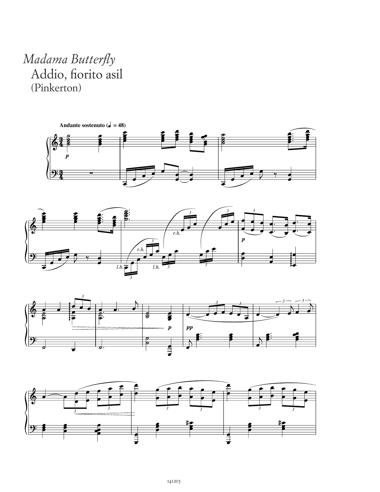 Produktbild zu:  Addio, fiorito asil - Giacomo Puccini