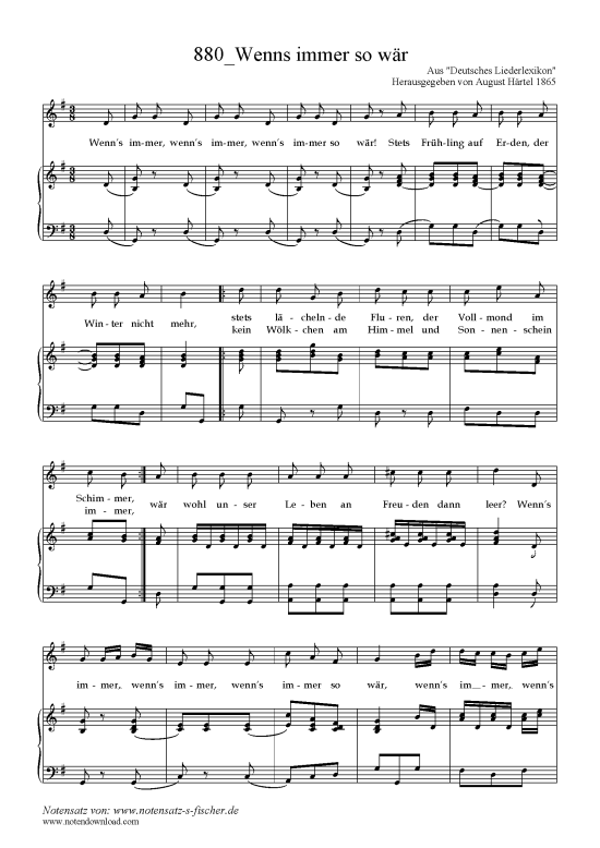 Product picture to: Wenns immer so wär Aus Deutsches Liederlexikon 1865