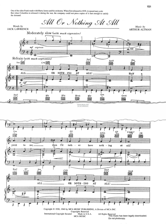 Product gallery: Page 1 of 1 All Or Nothing At All, Frank Sinatra