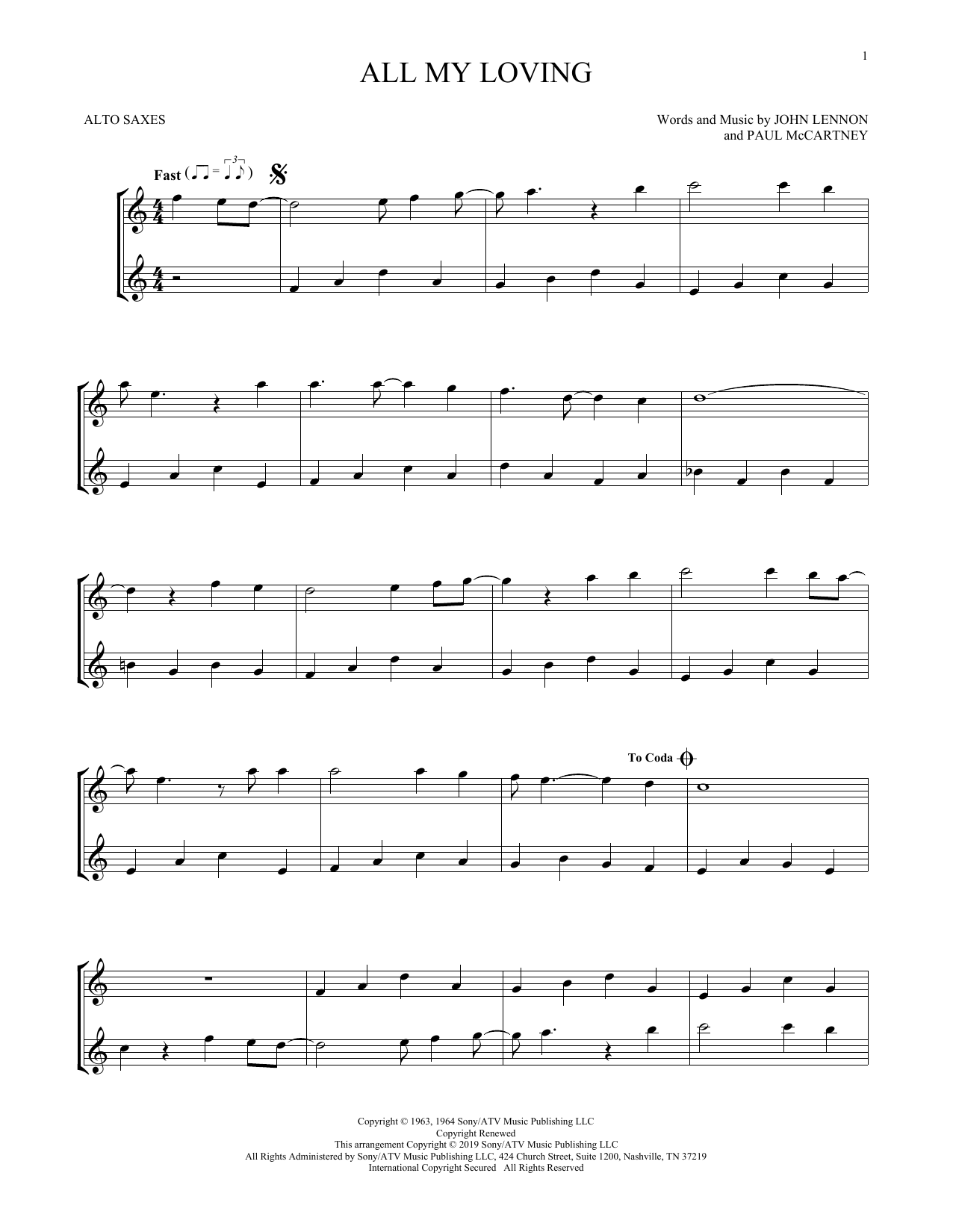Product gallery: Page 1 of 1 All My Loving, The Beatles