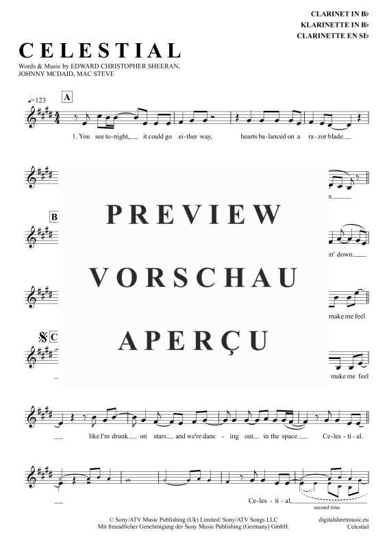 gallery: Celestial, Sheeran, Ed, Klarinette in B