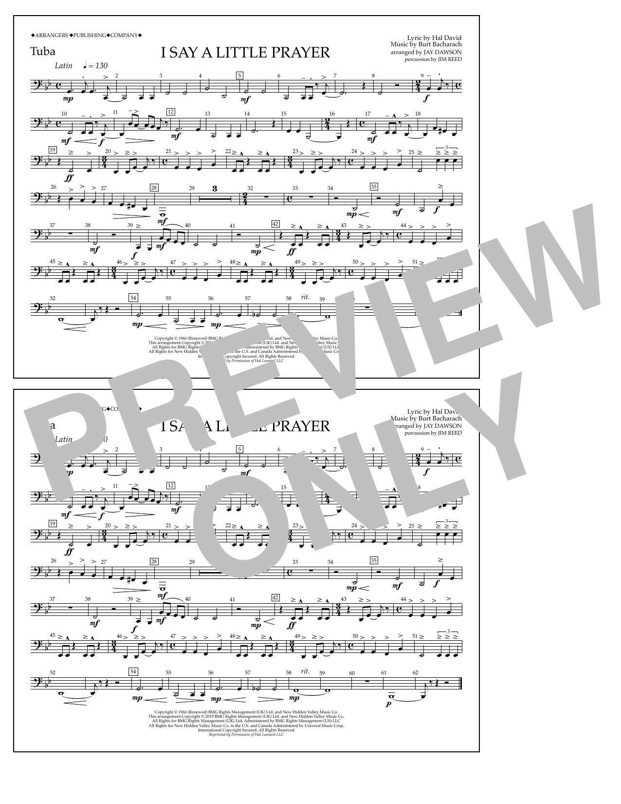 Produktbild zu: I Say a Little Prayer (arr. Jay Dawson) - Tuba
