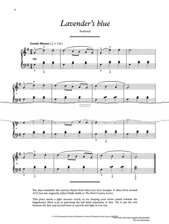 Produktgalerie: Seite 1 von 1 Lavender's Blue, Traditional, Klavier