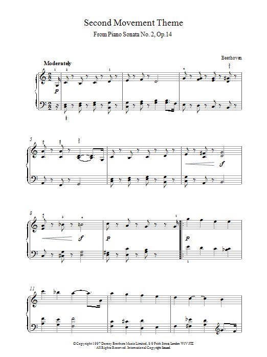 Product gallery: Page 1 of 1 Slow Movement Piano Sonata Op.2 No.14, Ludwig Van Beethoven