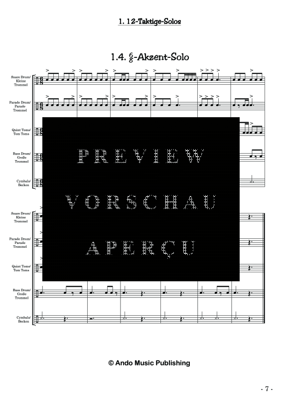 gallery: Solos für Marschtrommler - Band 2, , 40 Solo Stücke für erweiterte Marschbesetzung: Kleine Trommel, Parade Trommel, Große Trommel, Tom Toms und Becken