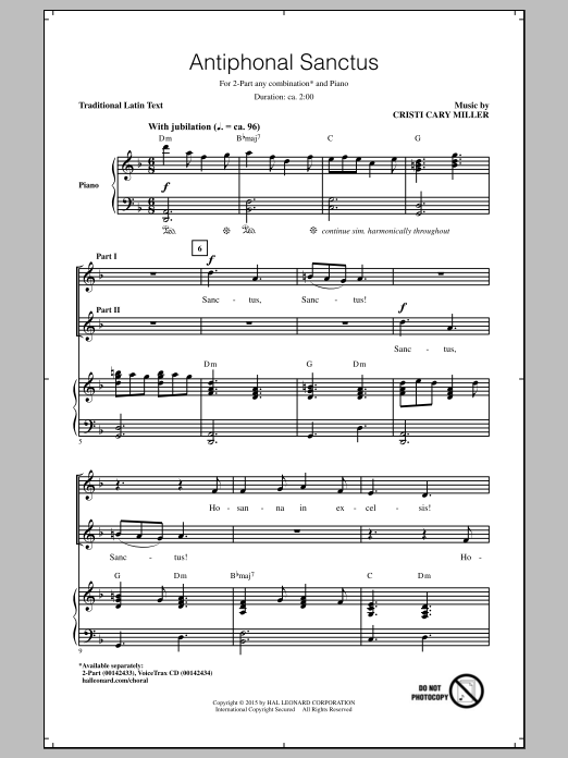 Product gallery: Page 1 of 1 Antiphonal Sanctus, Cristi Cary Miller