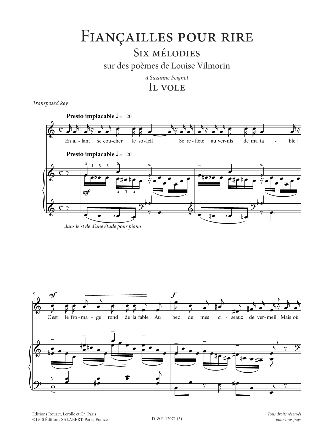 Produktbild zu: Il vole (Low Voice)