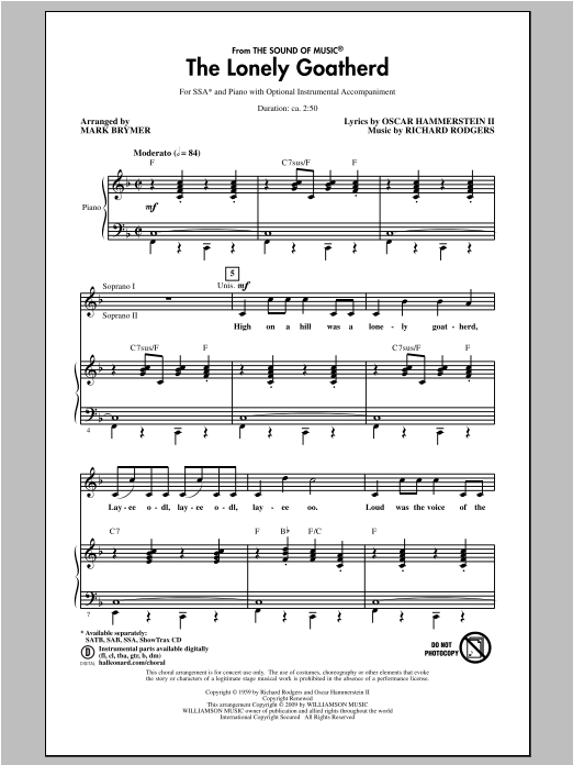 Produktgalerie: Seite 1 von 1 The Lonely Goatherd (from The Sound of Music), Mark Brymer, Chor