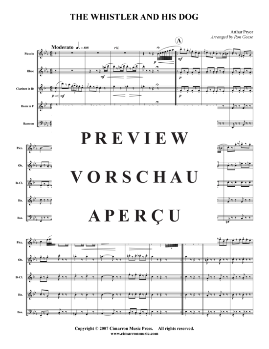 Produktgalerie: Seite 2 von 15 The Whistler and His Dog , , (Holzbläser-Quintett)