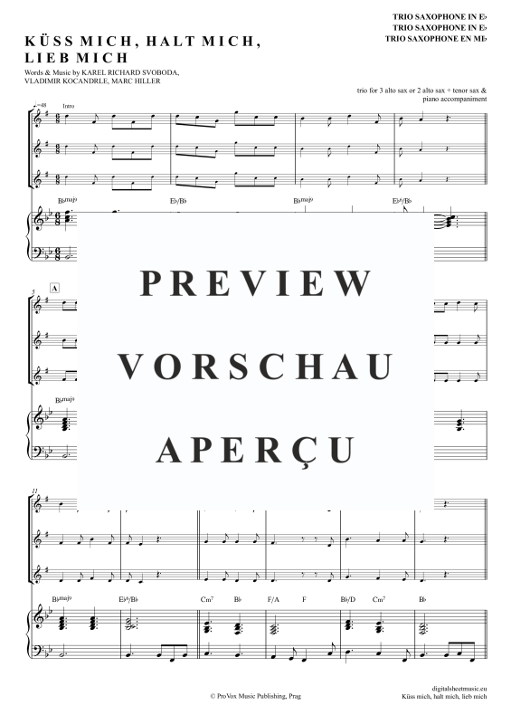 Produktgalerie: Seite 2 von 11 Küss Mich, Halt Mich, Lieb Mich, Egli, Beatrice, (Saxophon Trio AAA(T) + Klavier)