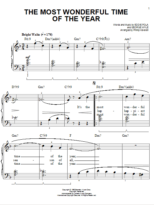 Product gallery: Page 1 of 1 The Most Wonderful Time Of The Year [Jazz version] (arr. Phillip Keveren), Andy Williams