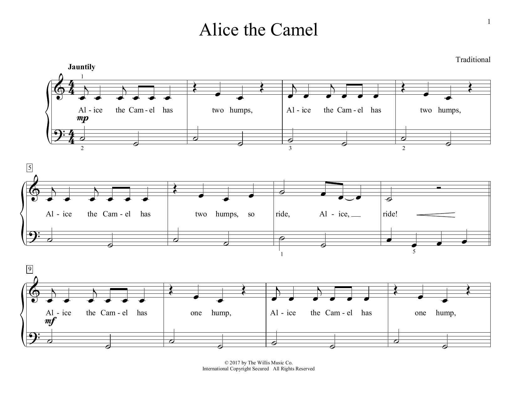 Produktgalerie: Seite 1 von 1 Alice The Camel (arr. Christopher Hussey), Traditional, Klavier
