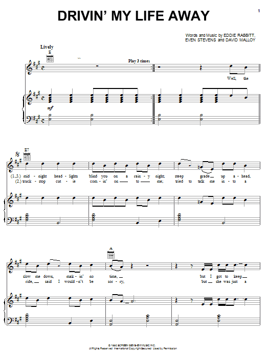 Produktgalerie: Seite 1 von 1 Drivin' My Life Away, Eddie Rabbitt, Gesang, Gitarre, Klavier