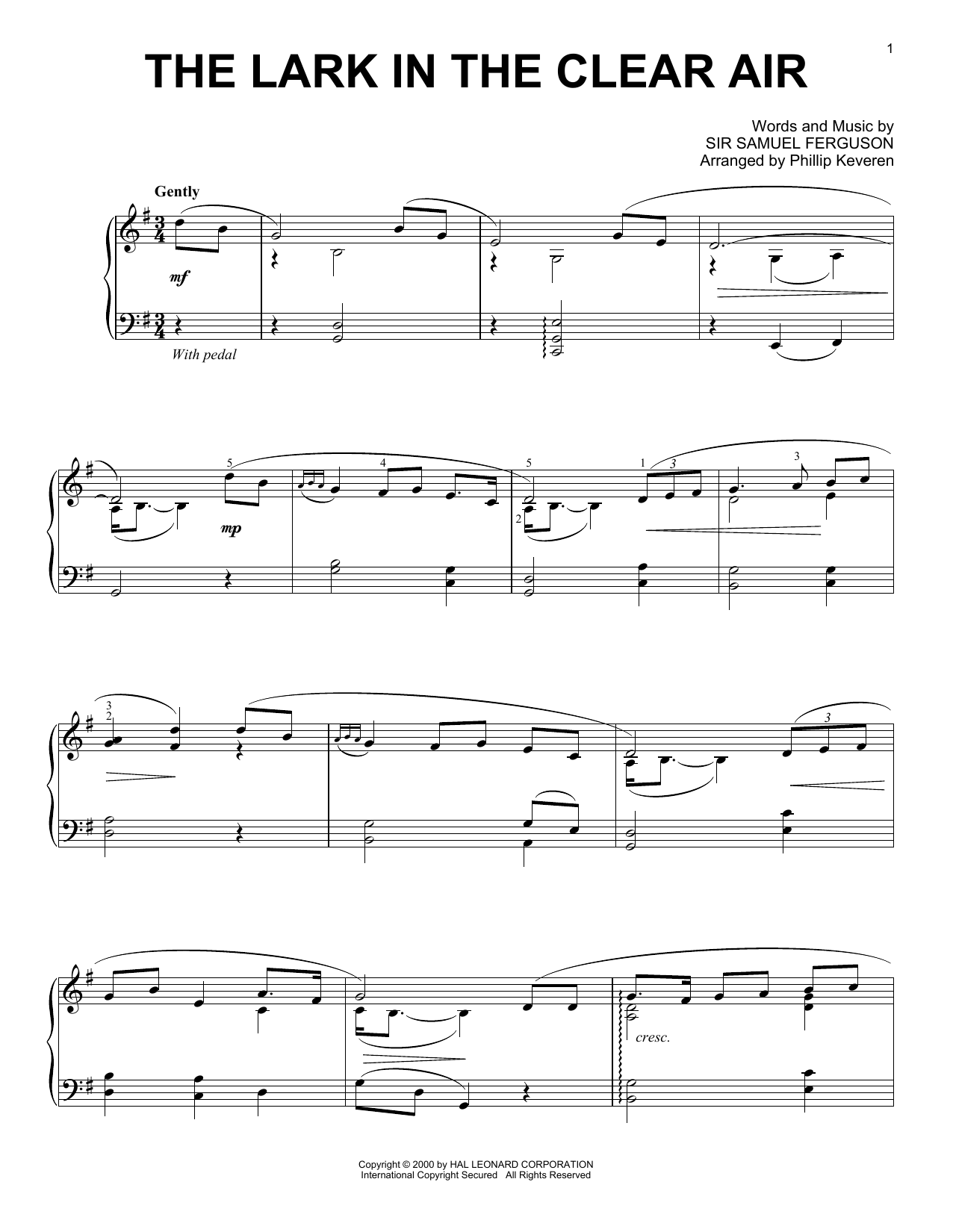 Product picture to: The Lark In The Clear Air (arr. Phillip Keveren)