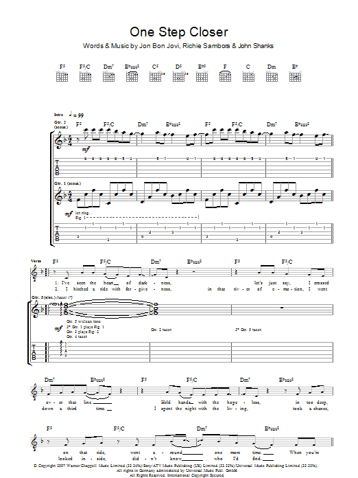Produktgalerie: Seite 1 von 1 One Step Closer, Bon Jovi, Gitarre