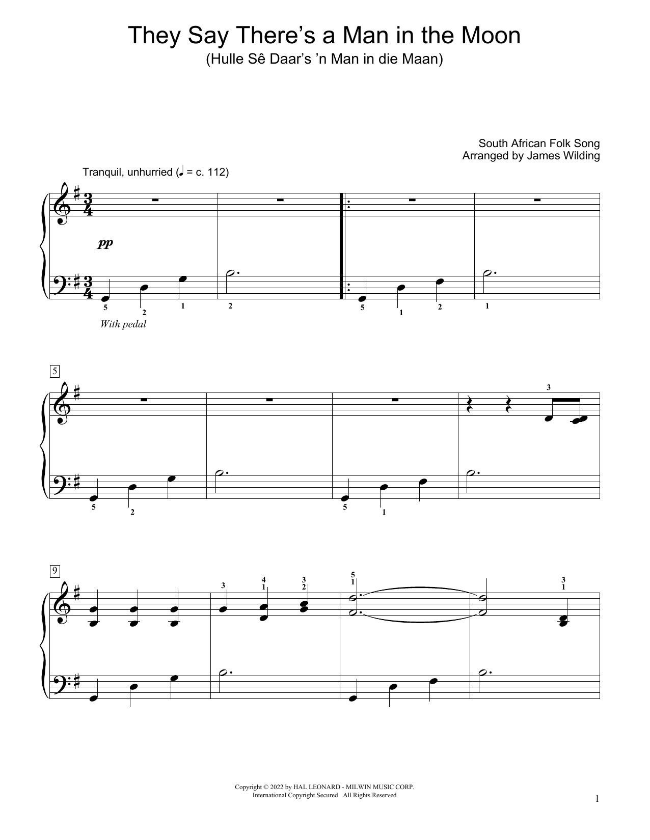 Produktbild zu: They Say There's A Man In The Moon (Hulle Se Daar's 'N Man In Die Maan) (arr. James Wilding)