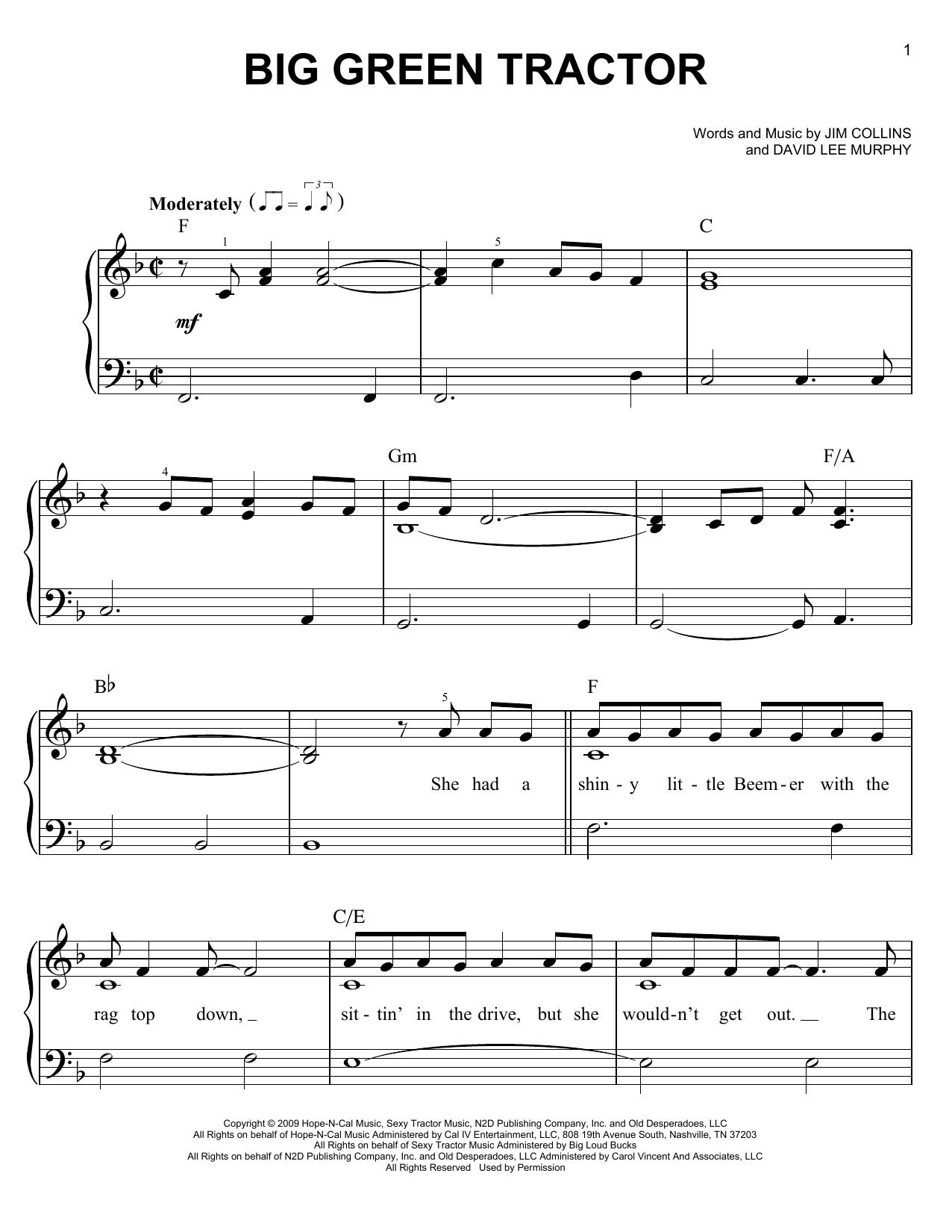 Produktgalerie: Seite 1 von 1 Big Green Tractor, Jason Aldean, Klavier