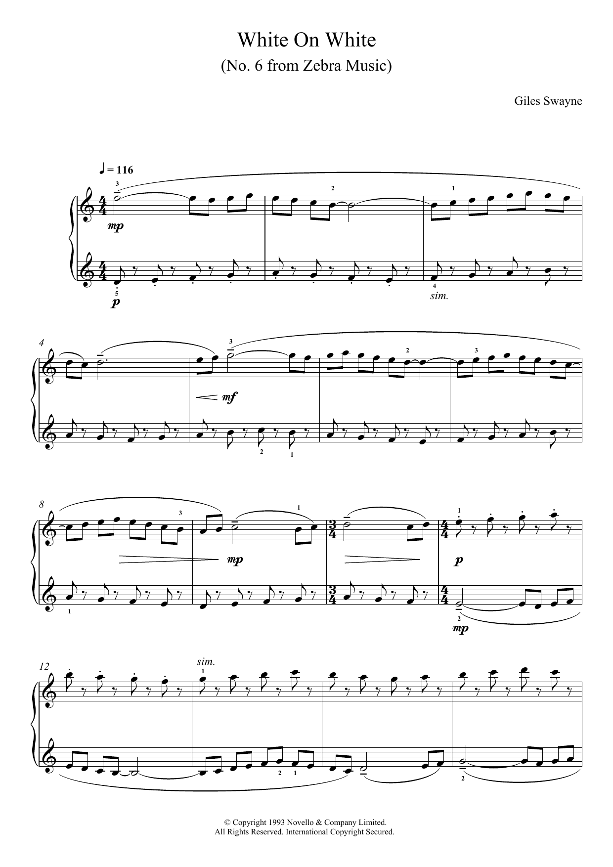 Product gallery: Page 1 of 1 White On White (No. 6 from Zebra Music), Giles Swayne