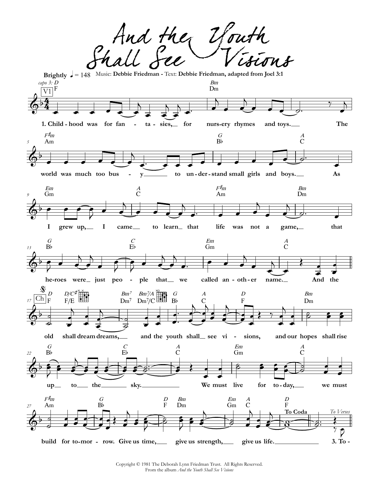 Product gallery: Page 1 of 1 And the Youth Shall See Visions, Debbie Friedman