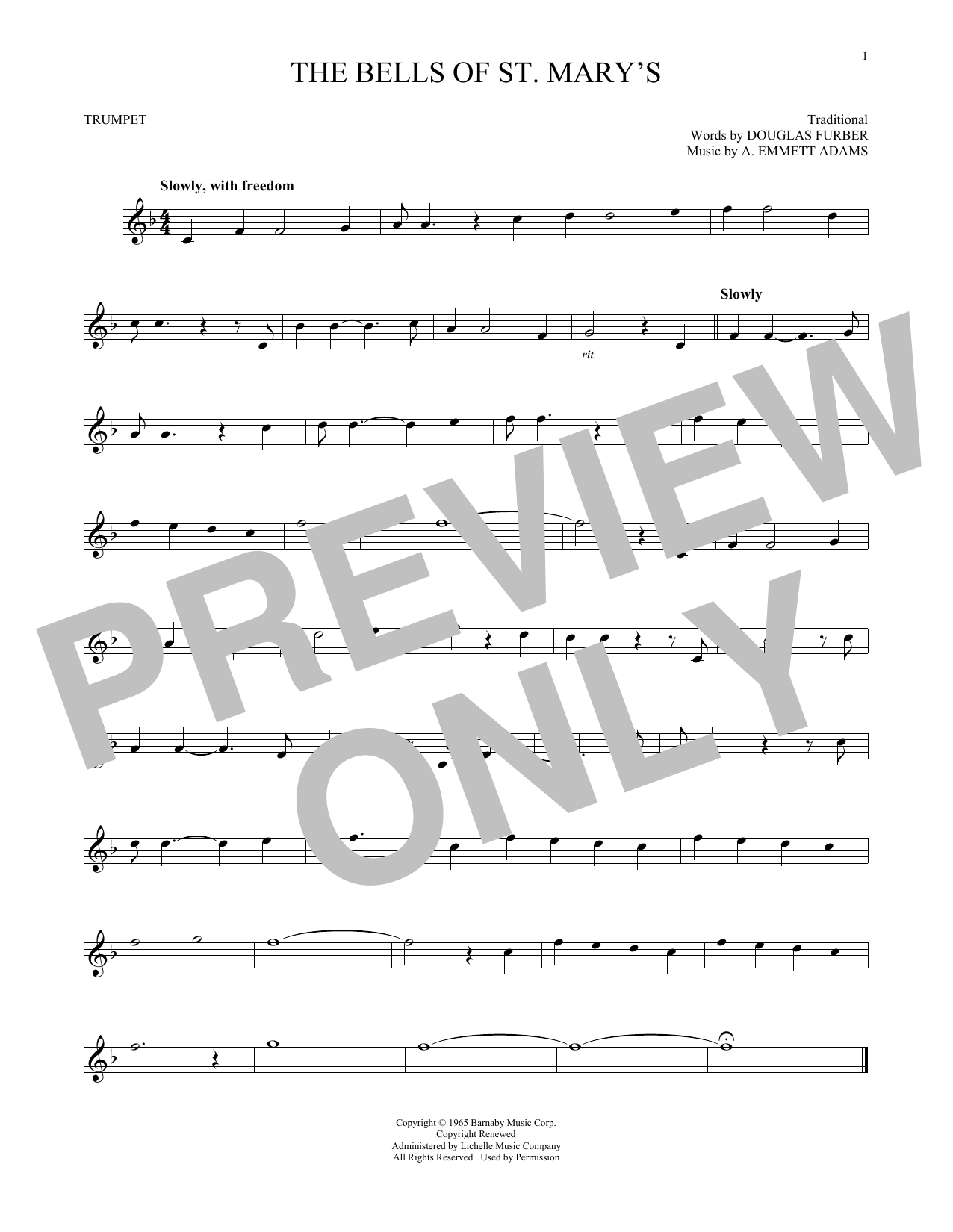 Produktgalerie: Seite 1 von 1 The Bells Of St. Mary's, Douglas Furber, Trompete