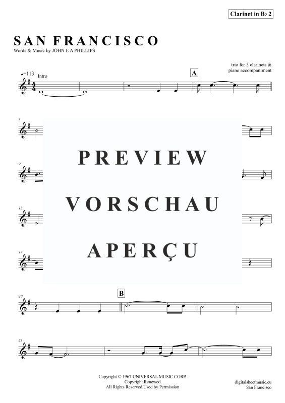 Produktgalerie: Seite 11 von 11 San Francisco, McKenzie, Scott, (Klarinetten Trio + Klavier)