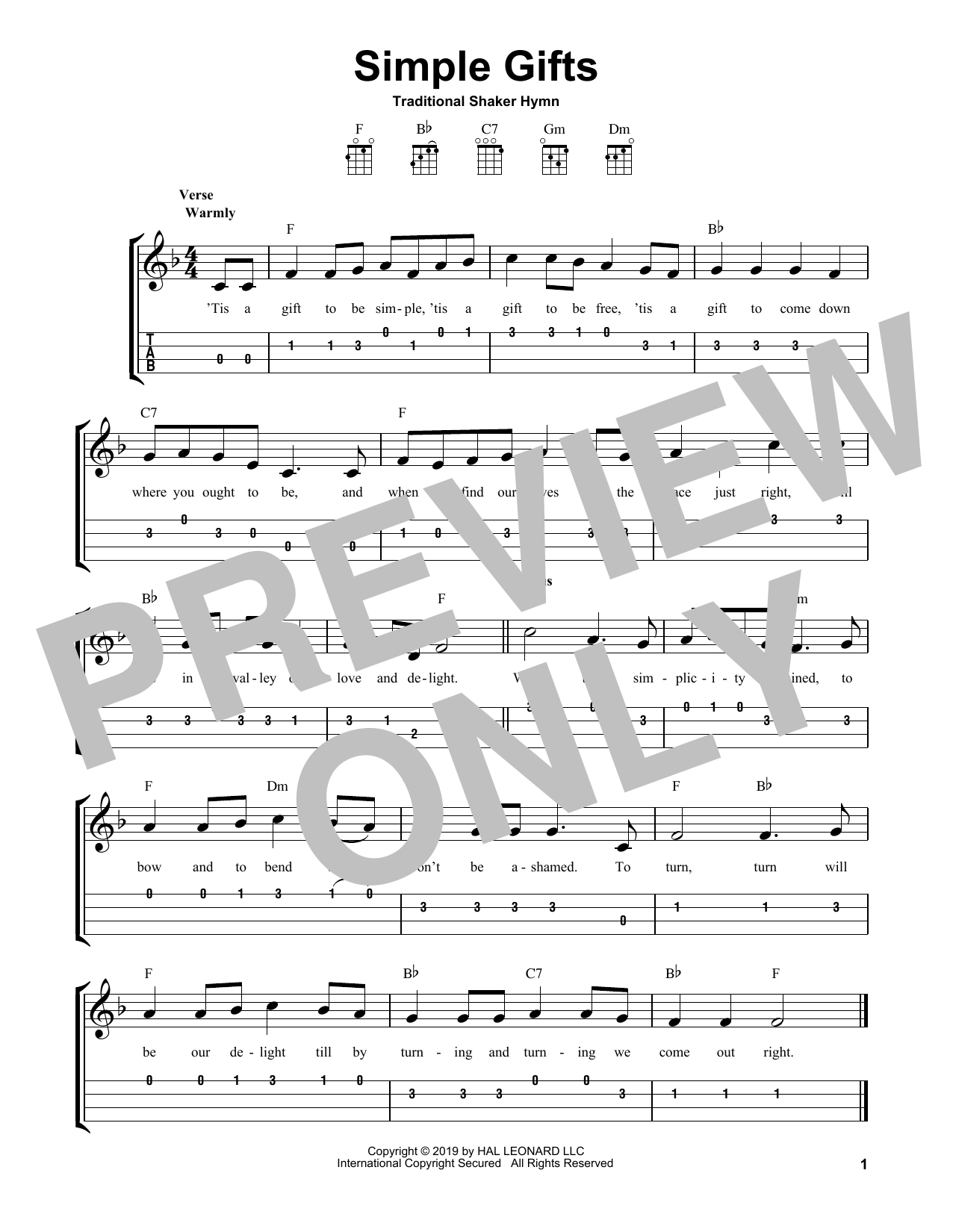 Product gallery: Page 1 of 1 Simple Gifts, Traditional Shaker Hymn