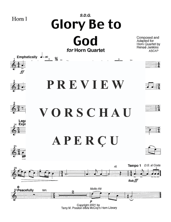 Produktgalerie: Seite 8 von 11 Glory be to God, , Horn Quartett