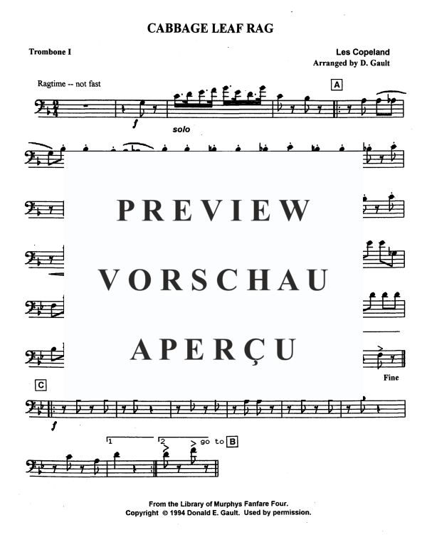 Produktgalerie: Seite 10 von 11 Cabbage Leaf Rag, , Blechbläser Quartett 2 Trompeten und 2 Posaunen