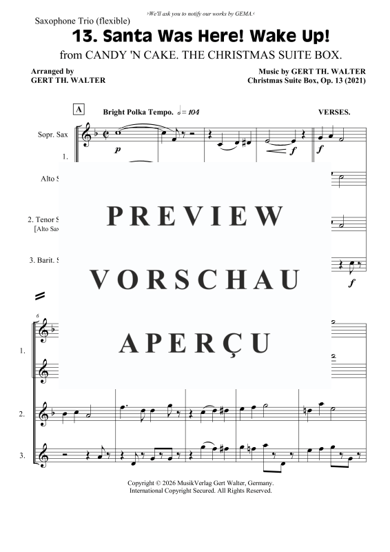 Produktgalerie: Seite 2 von 9 Santa Was Here! Wake Up!, , Saxophon Trio