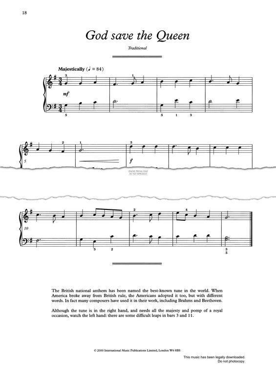 Produktgalerie: Seite 1 von 1 God Save The Queen, Traditional, Klavier