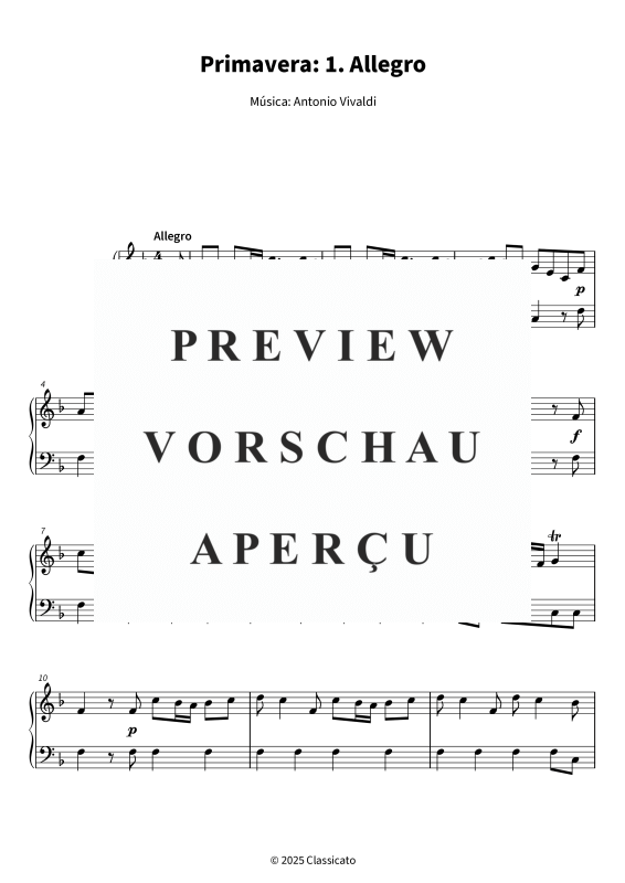 Produktgalerie: Seite 4 von 5 Primavera - 1. Allegro - versão simplificada, , Klavier Solo