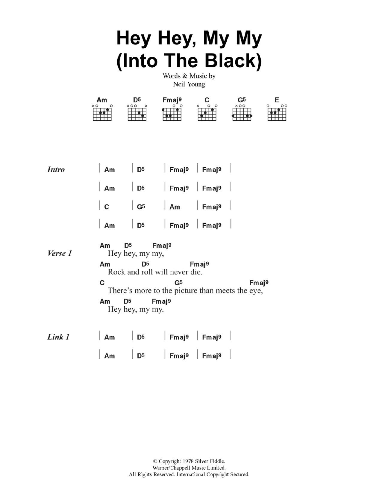 Produktgalerie: Seite 1 von 1 Hey Hey, My My (Into The Black), Oasis, Gitarre