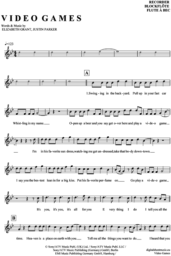 Product gallery: Page 1 of 4 Video Games , Rey, Lana del, (recorder)