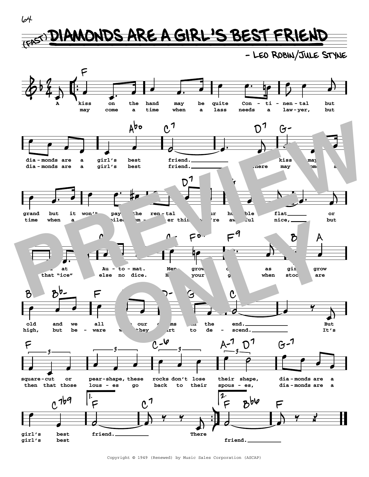 Produktbild zu: Diamonds Are A Girl's Best Friend (High Voice) (from Gentlemen Prefer Blondes)