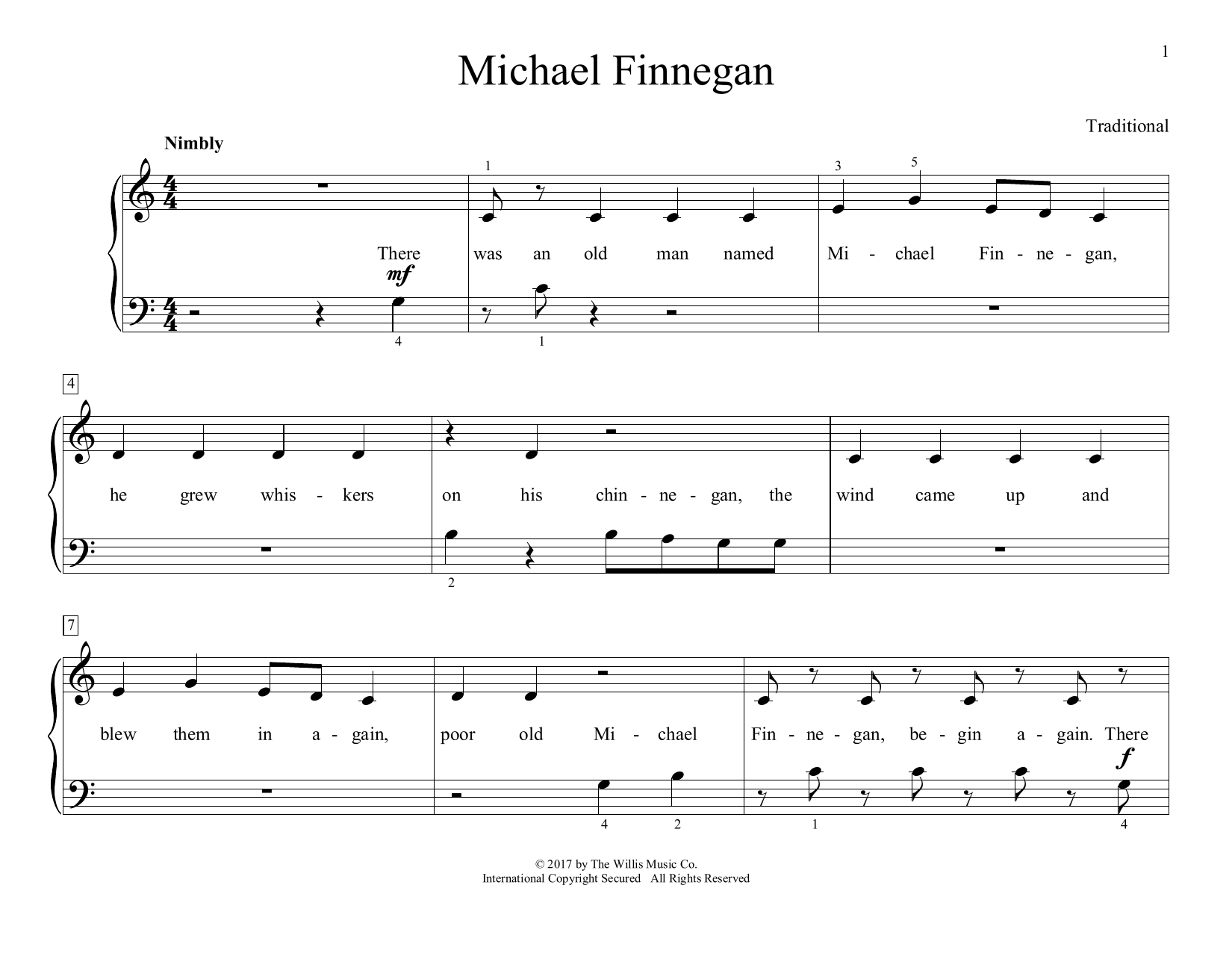 Produktgalerie: Seite 1 von 1 Michael Finnegan (arr. Christopher Hussey), Traditional, Klavier