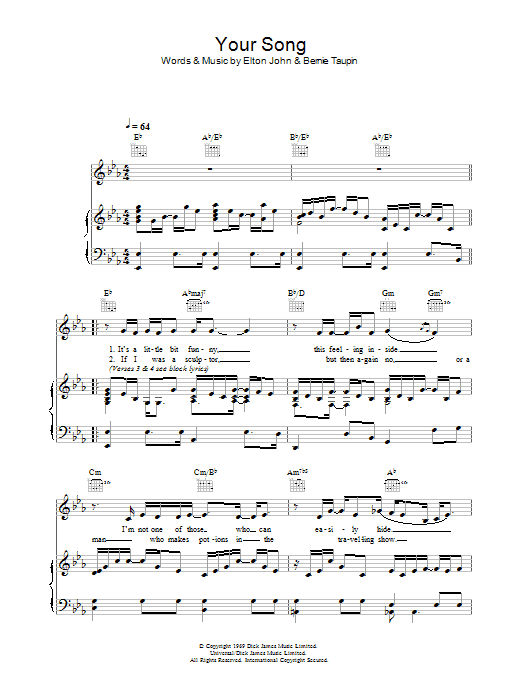Produktgalerie: Seite 1 von 1 Your Song, Elton John, Gesang, Gitarre, Klavier