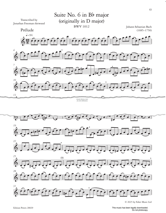 Produktgalerie: Seite 1 von 1 Suite No.6 in B Flat Major BWV1012, Johann Sebastian Bach, Trompete