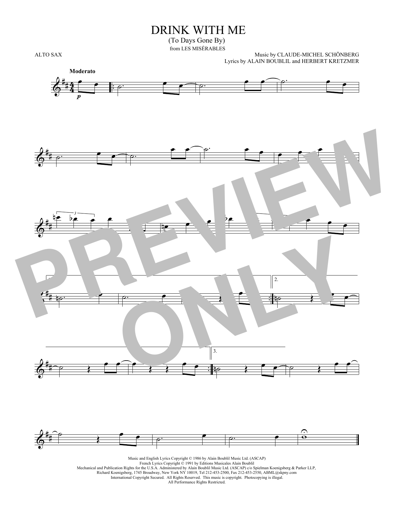 Product gallery: Page 1 of 1 Drink With Me (To Days Gone By), Claude-Michel Schönberg