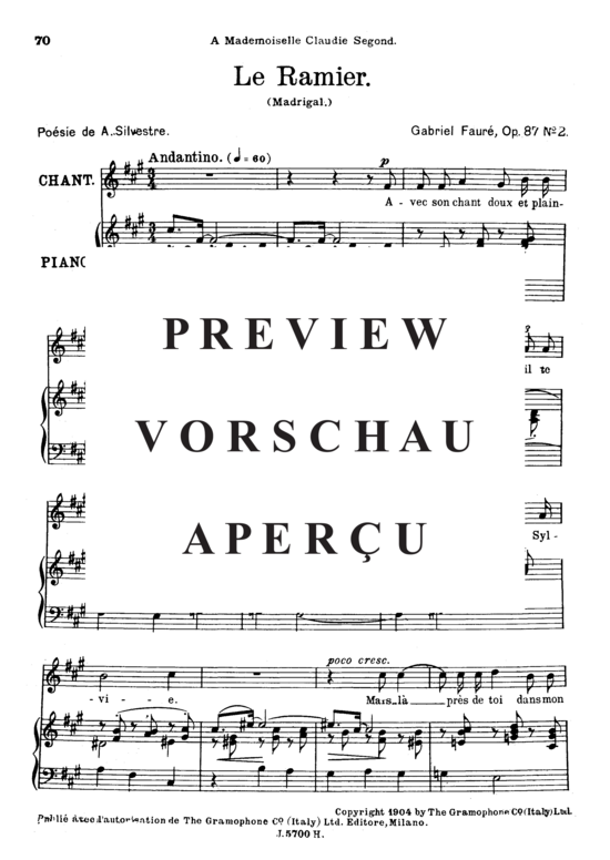 gallery: Le ramier Op.87 No.2 , , (Gesang hoch + Klavier)