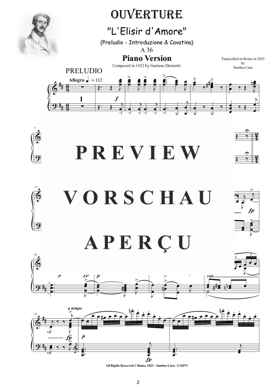 Produktgalerie: Seite 3 von 11 Ouvertüre aus der Liebestrank - Piano Version, , Klavier Solo