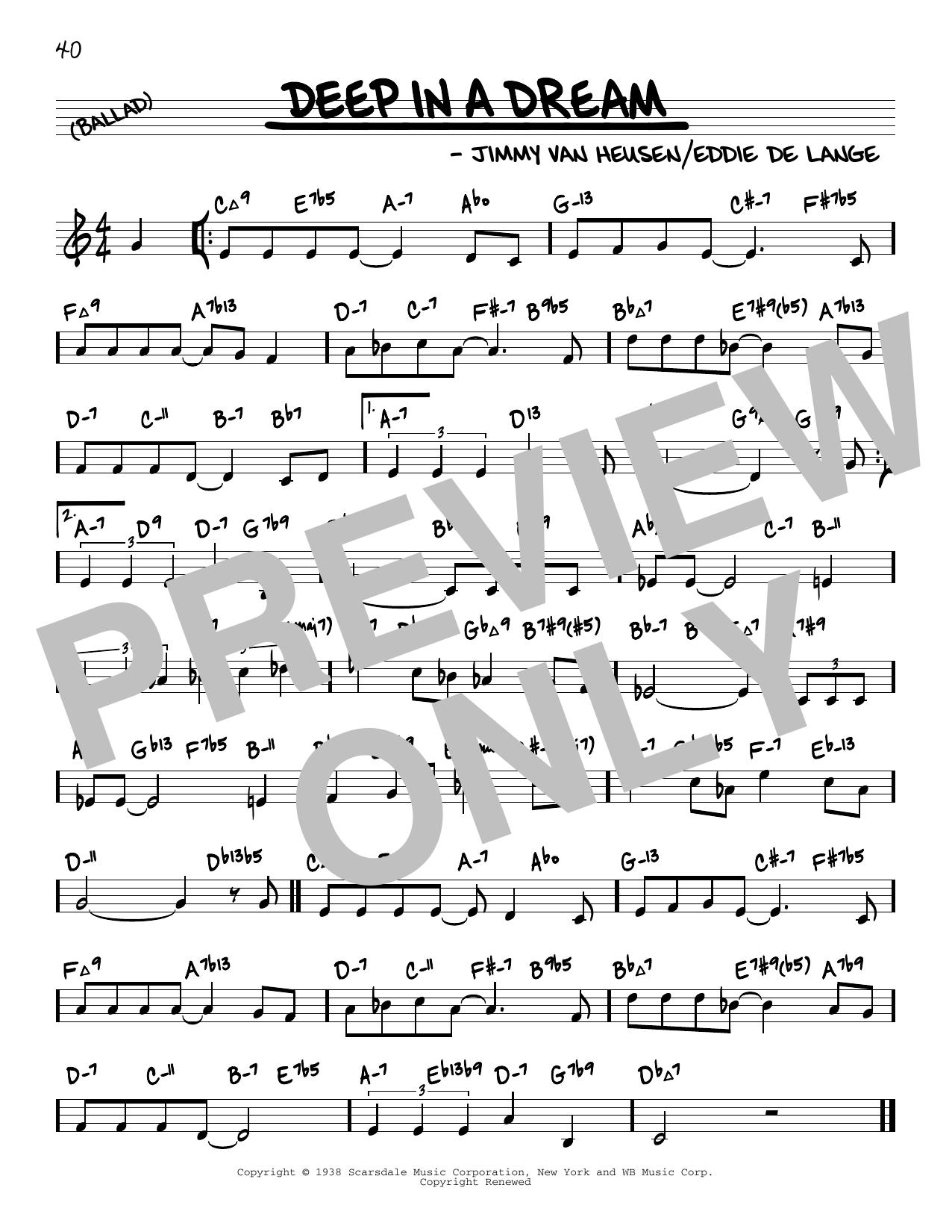 Product picture to: Deep In A Dream (arr. David Hazeltine)