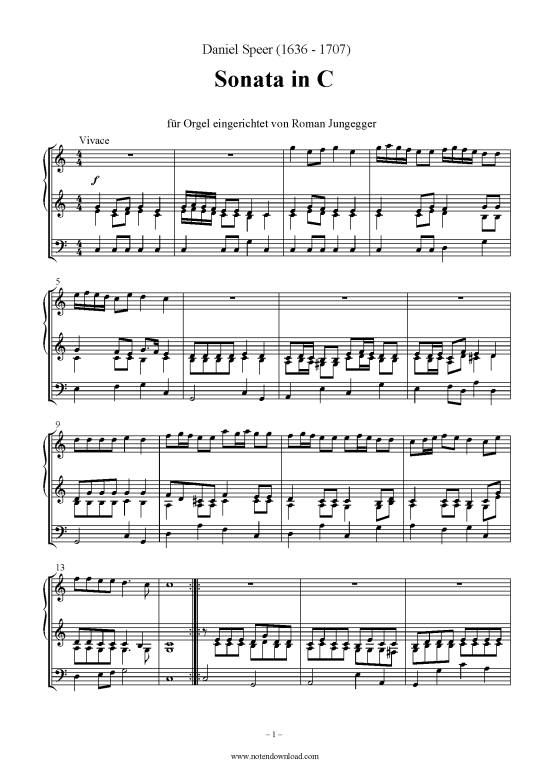 Product picture to: Sonata in C Daniel Speer