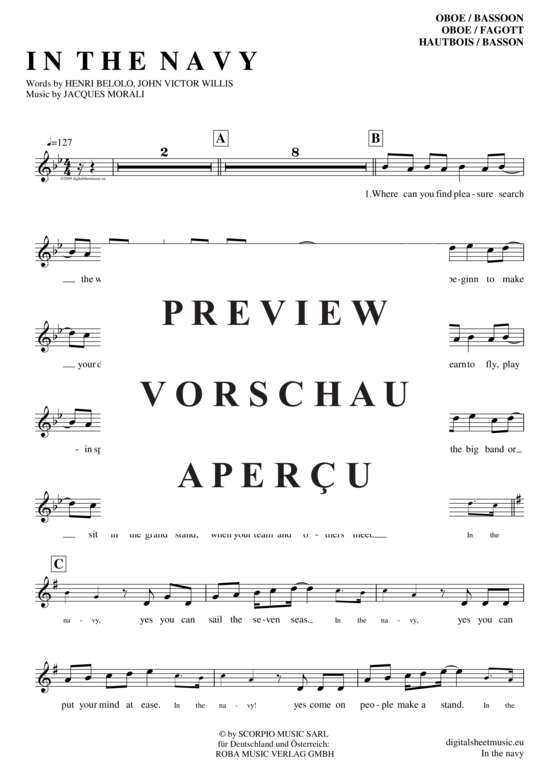 Produktgalerie: Seite 2 von 4 In the navy , Village People, (Oboe / Fagott)