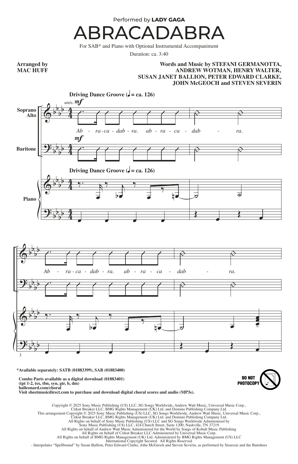 Product picture to: Abracadabra (arr. Mac Huff)