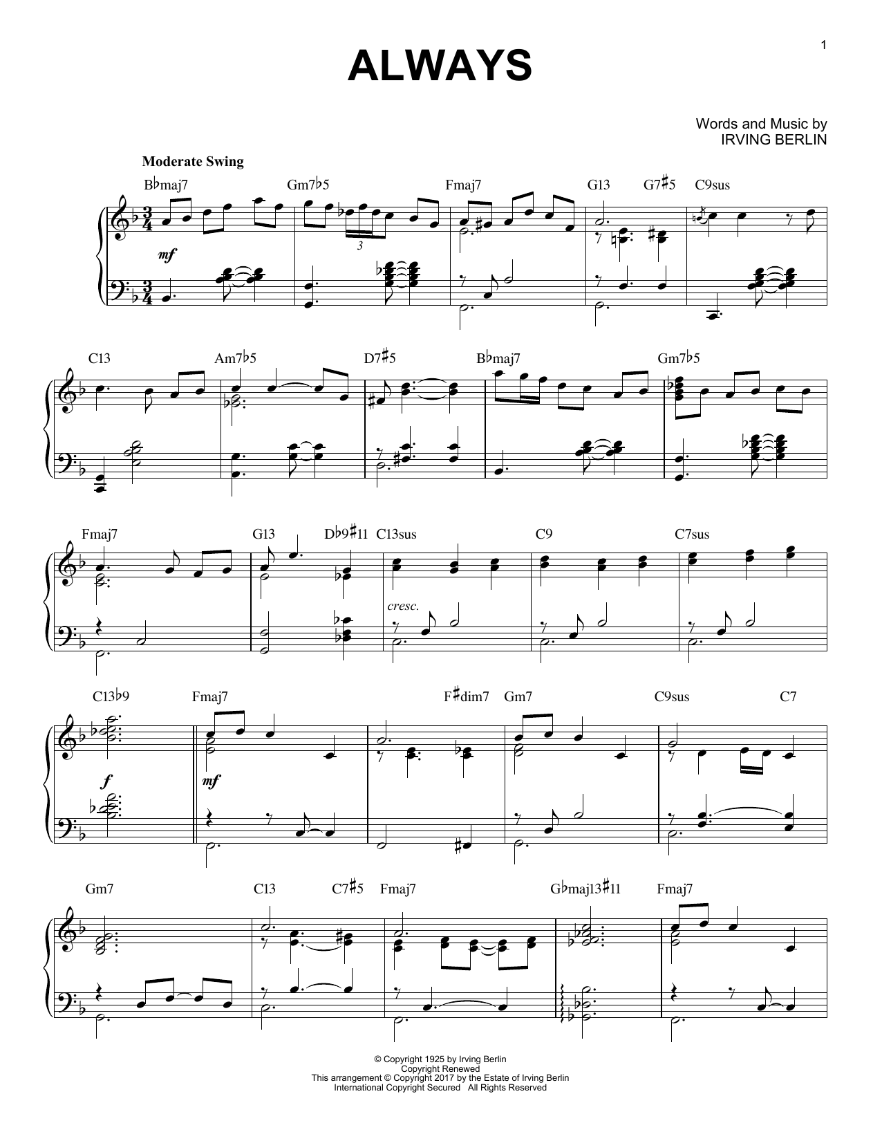 Product gallery: Page 1 of 1 Always [Jazz version], Irving Berlin