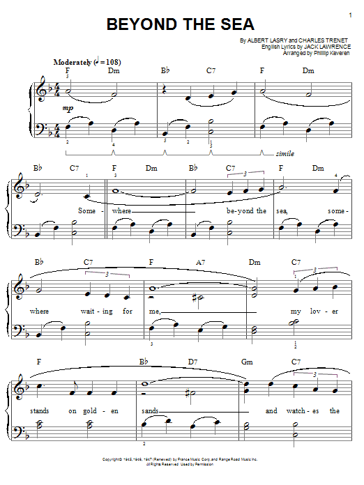 Produktgalerie: Seite 1 von 1 Beyond The Sea (arr. Phillip Keveren), Bobby Darin, Klavier